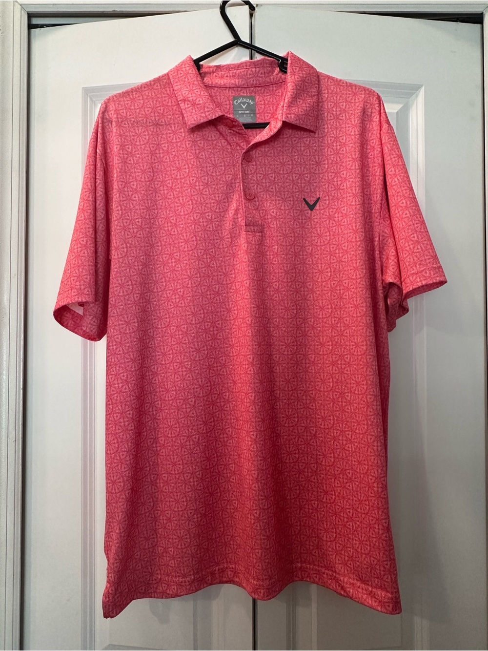 Callaway Men's Coral Pink Geo-Print Polo